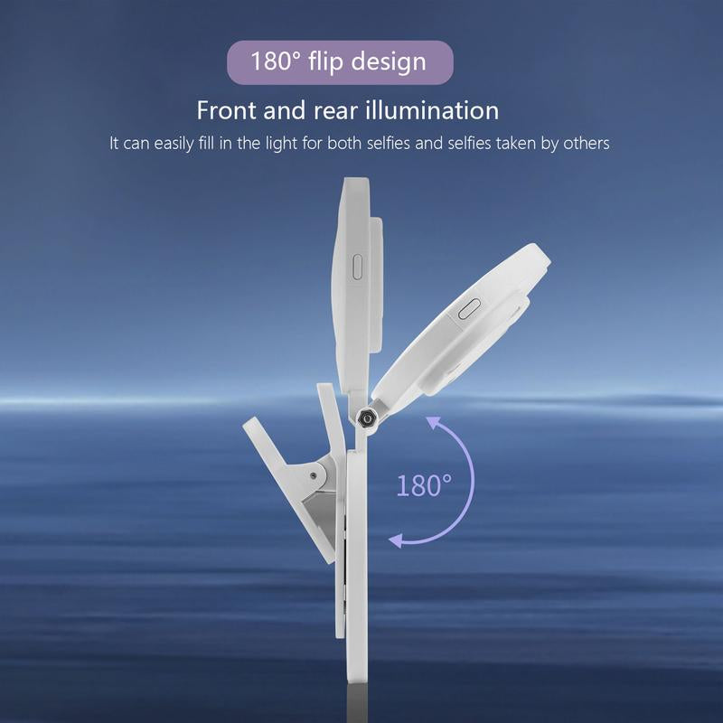 360° LED Ring Light with Mirror & Phone Holder ，3-In-1 Rechargeable Makeup Light for Live Streaming, Video Calls, Selfie (Portable, 3 Color Temperatures, Foldable),Halloween,Halloween Makeup